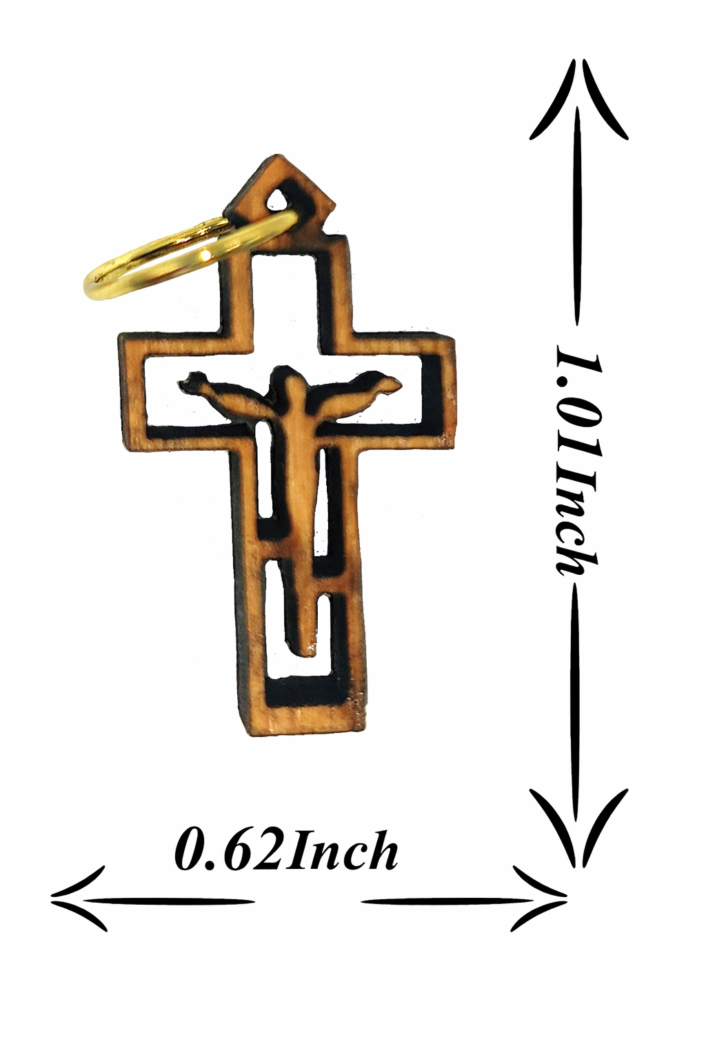 Modern Minimalist Crucifix Pendant – 1.01" x 0.62" Laser-Cut Wooden Cross with Christ - Additional View 4