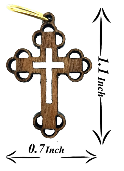 Elegant Wooden Cross Charm Pendant – 1.1" x 0.7" Intricate Laser-Cut Religious Accessory - Additional View 5