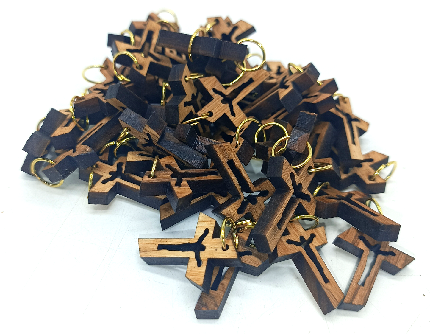 Laser-Cut Crucifix Wooden Pendant – 1.14" x 0.78" Rustic Cross with Christ Silhouette - Additional View 10