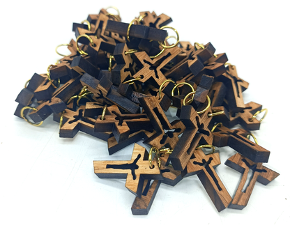 Laser-Cut Crucifix Wooden Pendant – 1.14" x 0.78" Rustic Cross with Christ Silhouette - Additional View 10