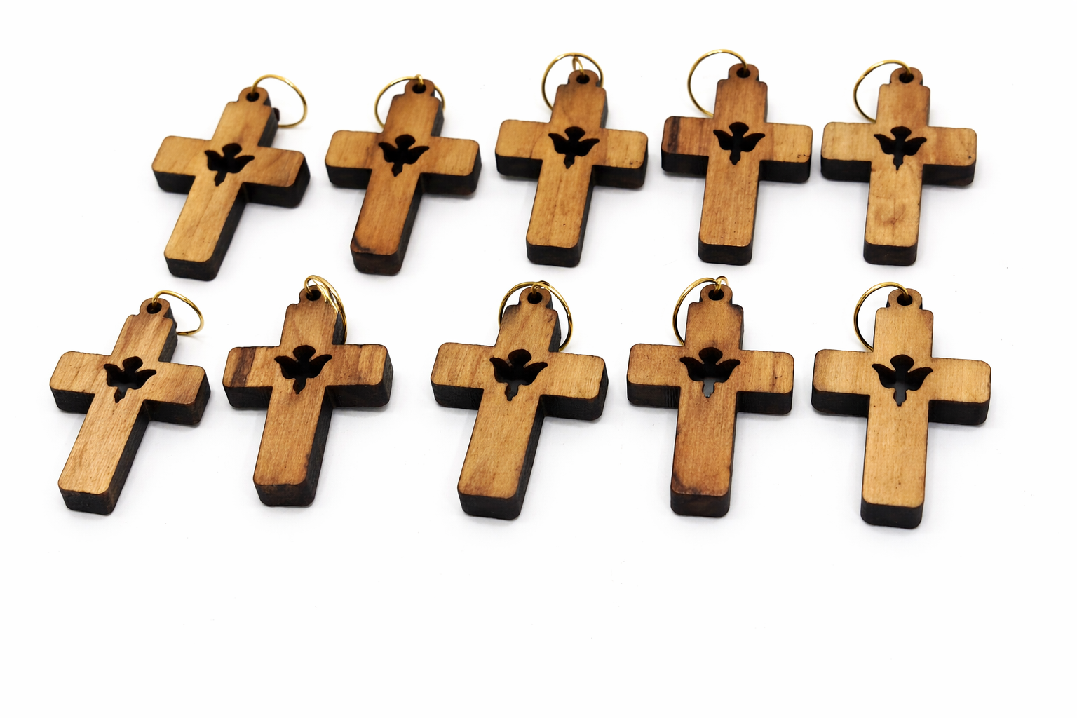 Holy Spirit Dove Cross Pendant – 1.22" x 0.82" Laser-Cut Wooden Charm with Symbol of Peace - Additional View 2