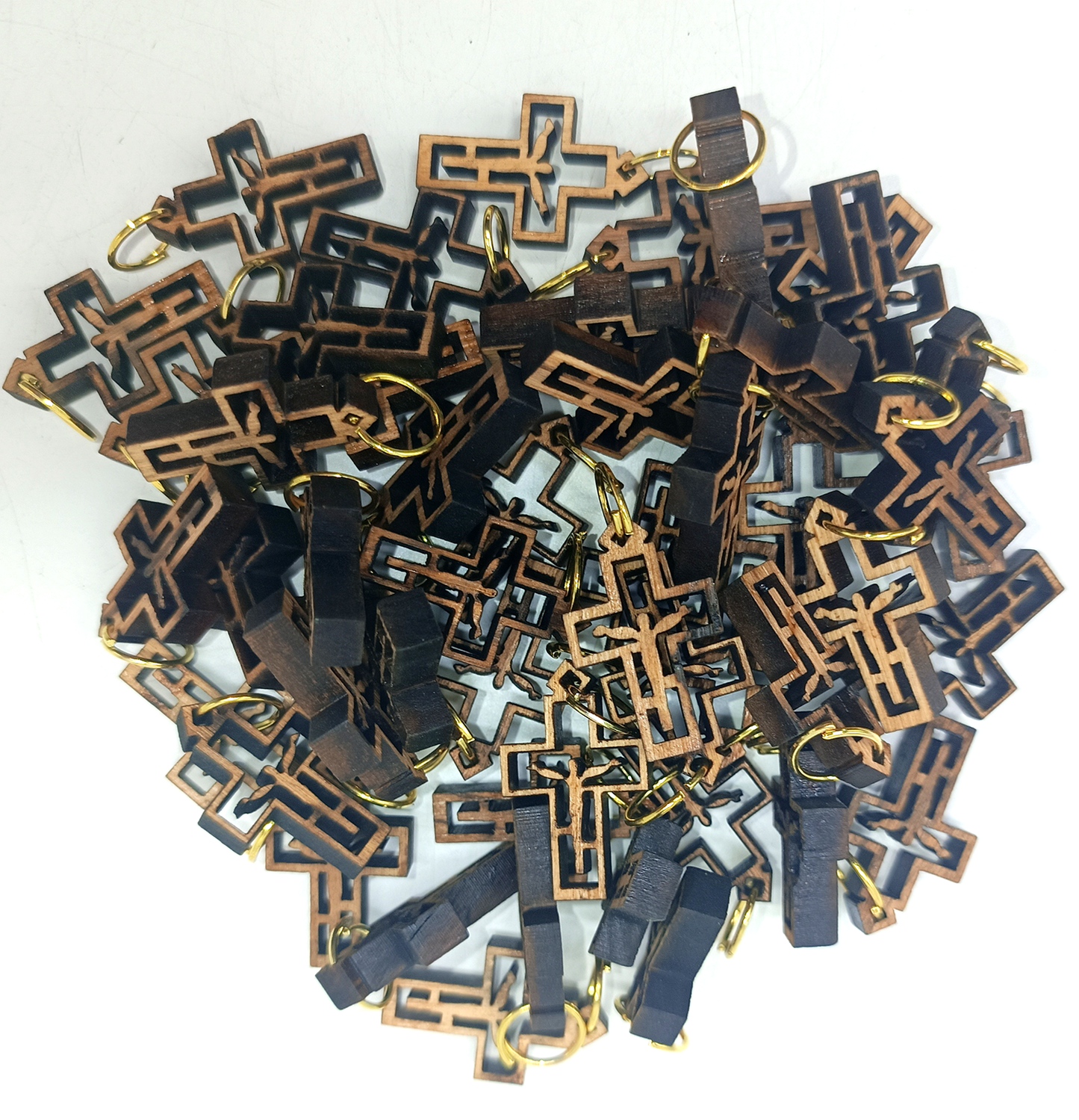 Modern Minimalist Crucifix Pendant – 1.01" x 0.62" Laser-Cut Wooden Cross with Christ - Additional View 10