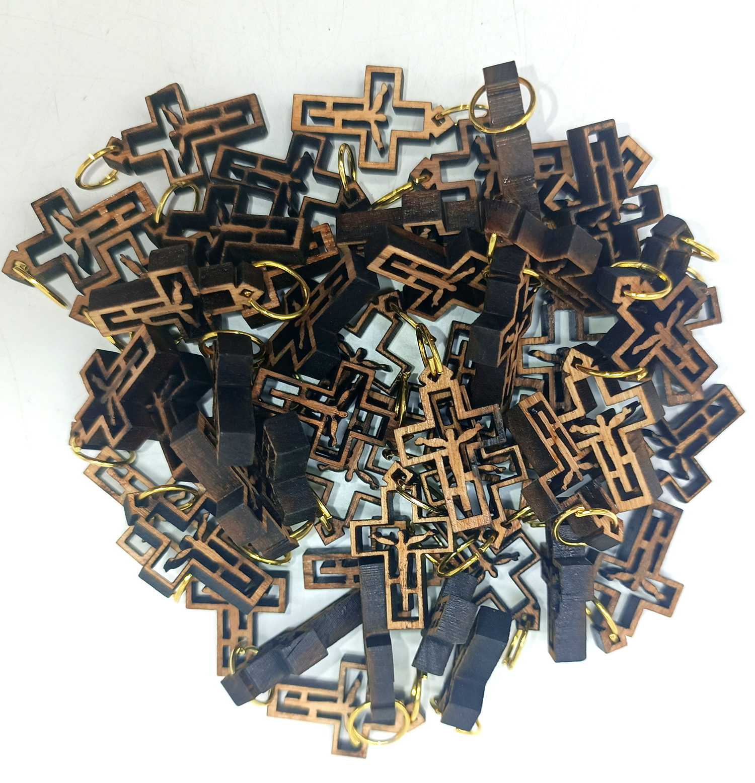 Modern Minimalist Crucifix Pendant – 1.01" x 0.62" Laser-Cut Wooden Cross with Christ - Additional View 10