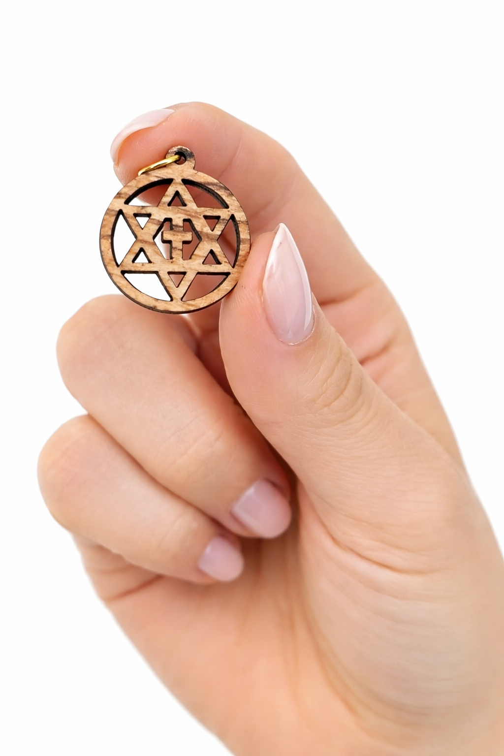 Olive Wood Star of David with Cross Charms Faith Unity Set - Additional View 4