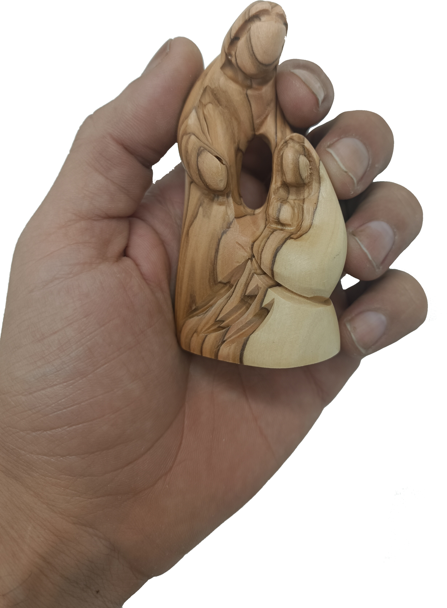 Abstract Olive Wood Holy Family Set of 3 Sculptures Handcrafted in Bethlehem 3.8 Inch