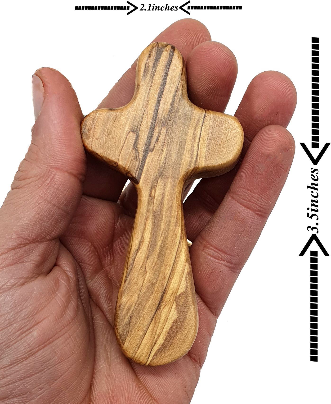 Olive Wood Hand Held Comfort Cross from Holy Land in Multiple Sizes
