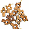 Heart Cutout Wooden Cross Charm – 0.98" x 0.59" Love & Faith Pendant with Natural Finish