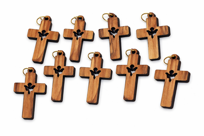 Holy Spirit Dove Cross Pendant – 1.22" x 0.82" Laser-Cut Wooden Charm with Symbol of Peace - Additional View 12