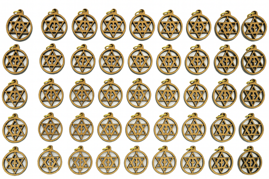 Olive Wood Star of David with Cross Charms Faith Unity Set - Handmade in Bethlehem | Zuluf