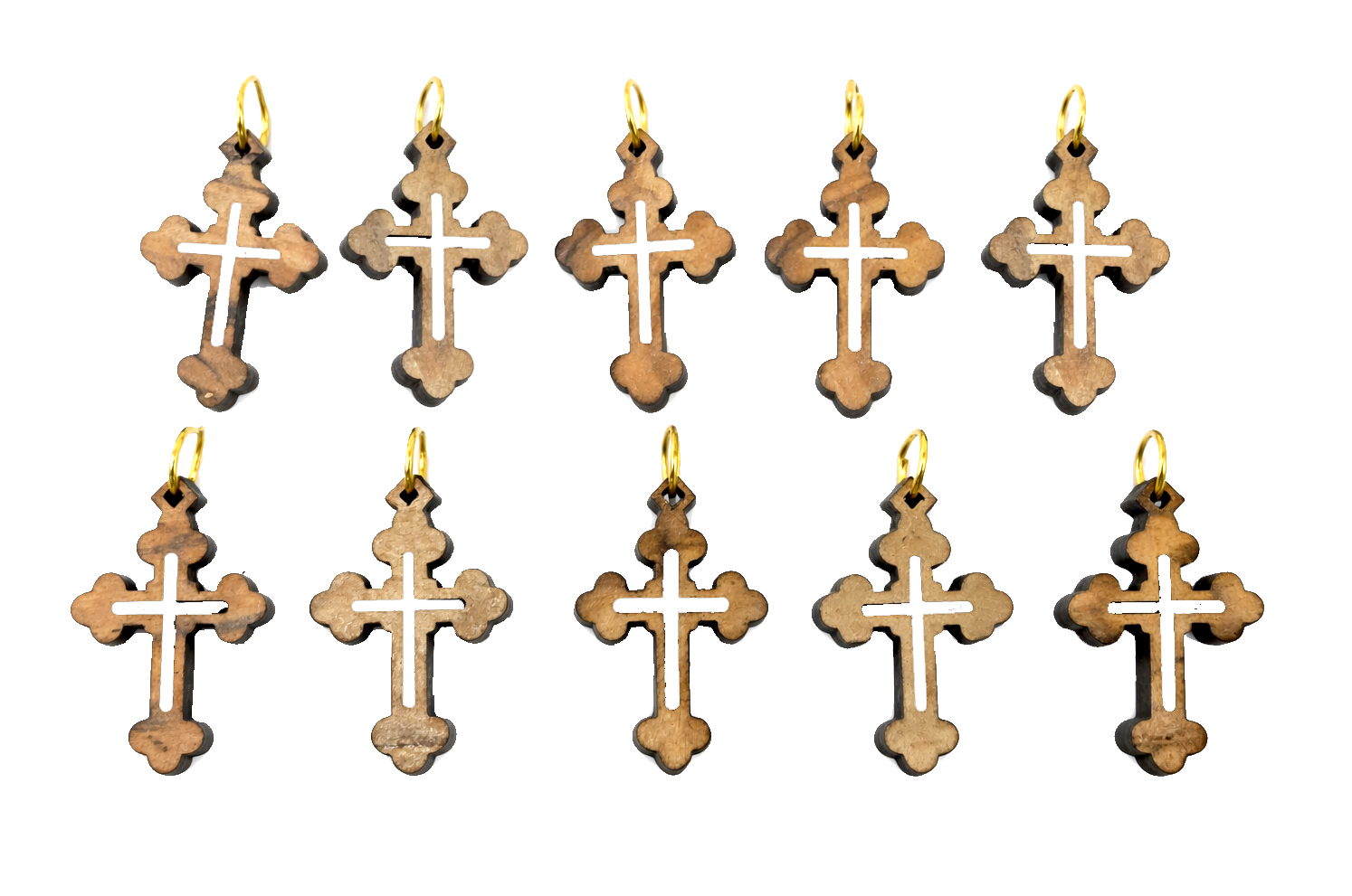 Handcrafted Wooden Cross Charm Pendant – 1.18" x 0.78" Laser-Cut Religious Jewelry - Side View
