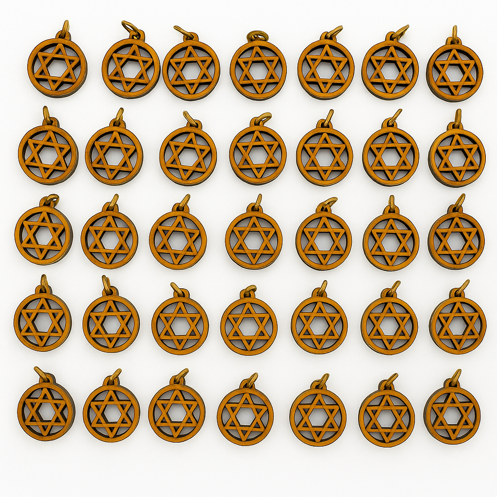 Olive Wood Star of David Charms Set of 10 - Handmade in Bethlehem | Zuluf