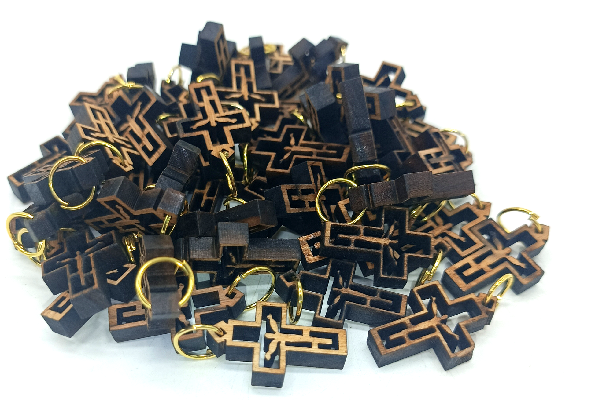 Modern Minimalist Crucifix Pendant – 1.01" x 0.62" Laser-Cut Wooden Cross with Christ - Additional View 7