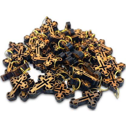 Elegant Wooden Cross Charm Pendant – 1.1" x 0.7" Intricate Laser-Cut Religious Accessory - Additional View 6
