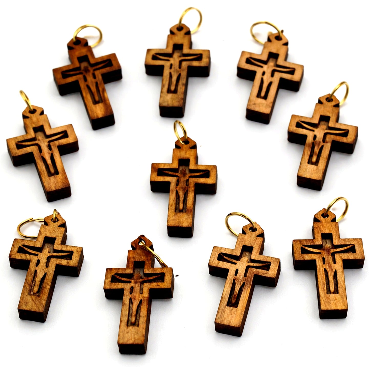 Modern Minimalist Crucifix Pendant – 1.01" x 0.62" Laser-Cut Wooden Cross with Christ - Handmade in Bethlehem | Zuluf