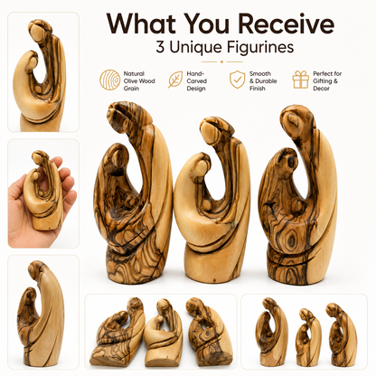 Holy Family nativity set of 3, what you receive, Mary Joseph and Baby Jesus figurines