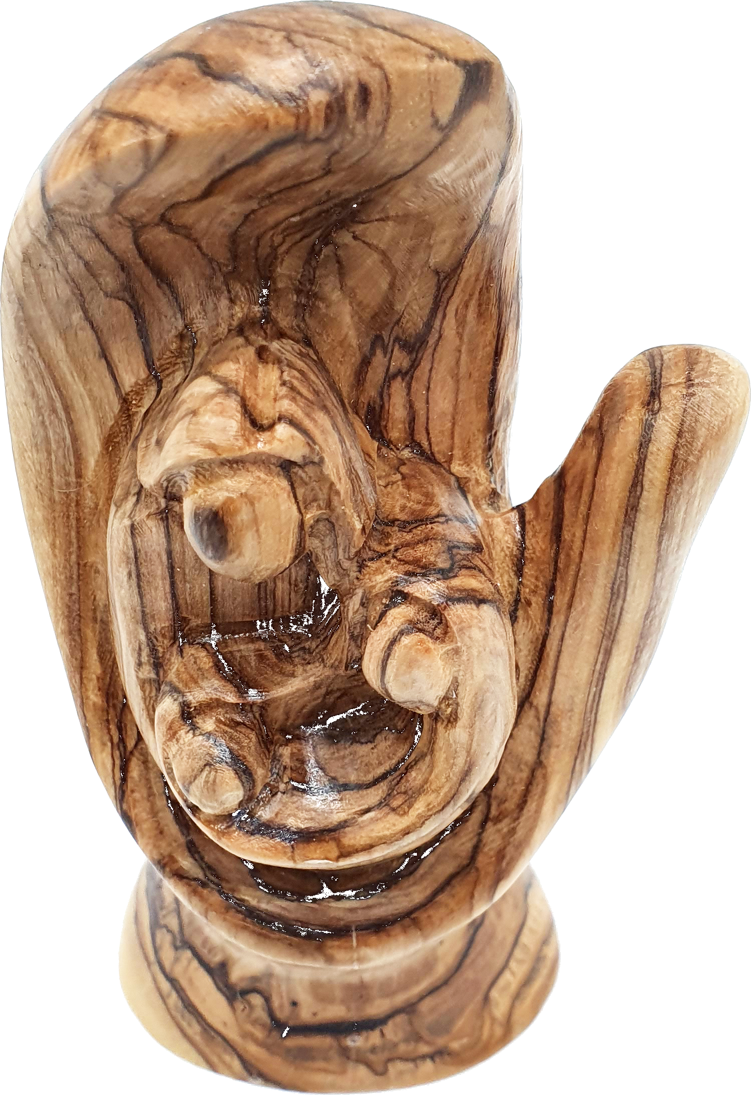 2 Olive Wood Hand Of God Holy Family Front Detail Bethlehem