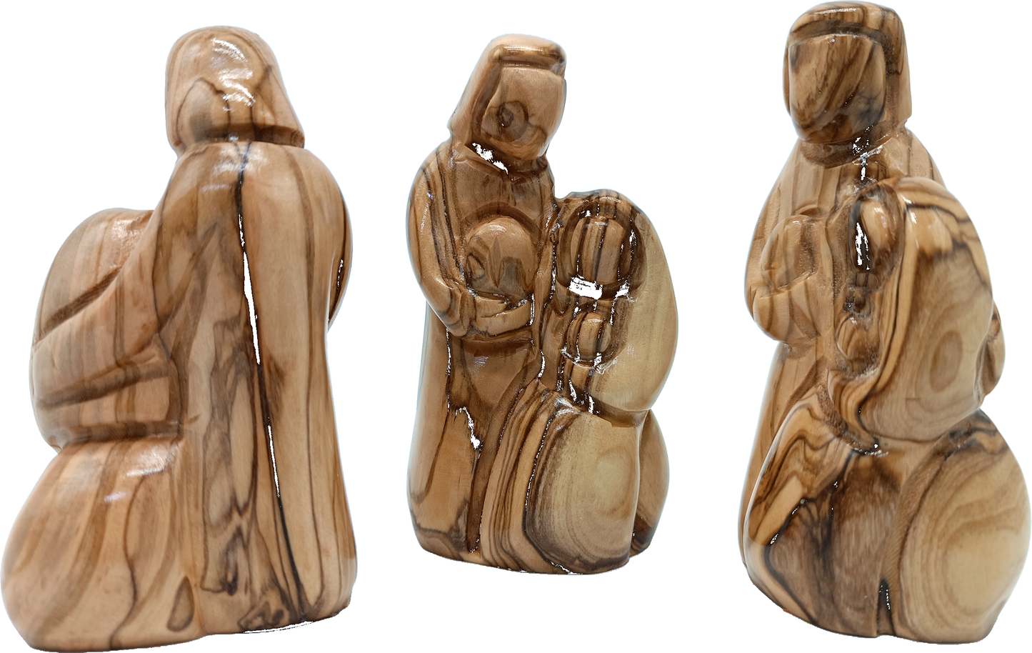 2 Olive Wood Holy Family Adoration Front Detail Bethlehem