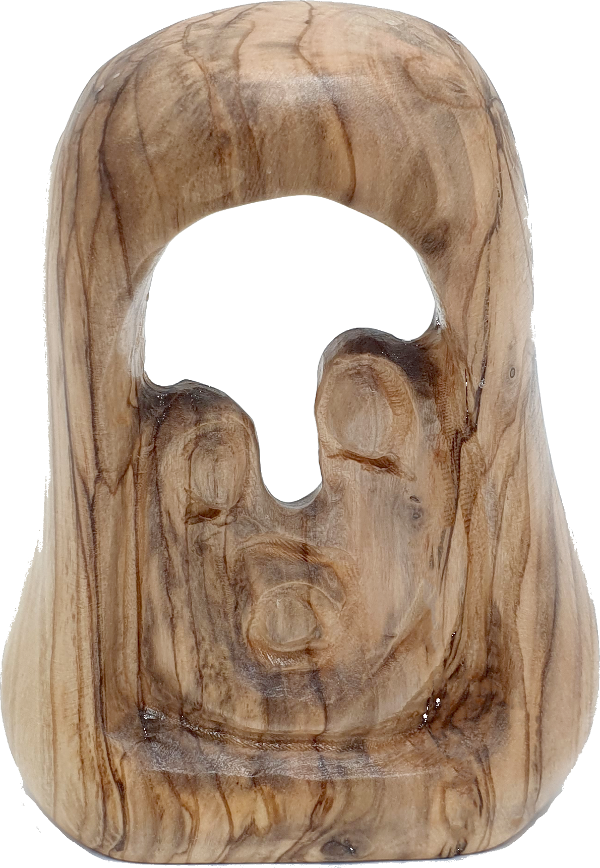 2 Olive Wood Holy Family Faceless Statue Front View Bethlehem