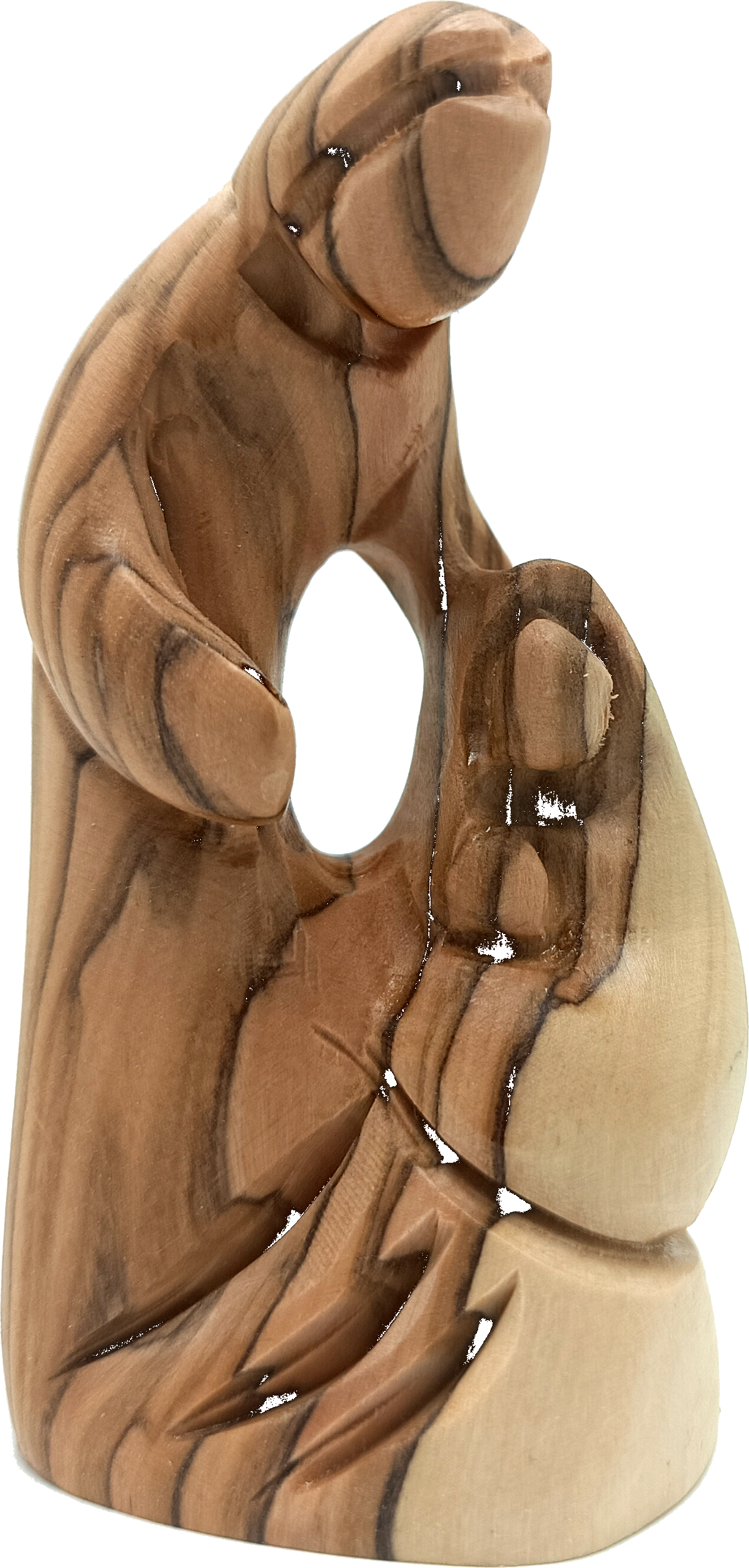 2 Olive Wood Holy Family Single Figurine Front Detail Bethlehem