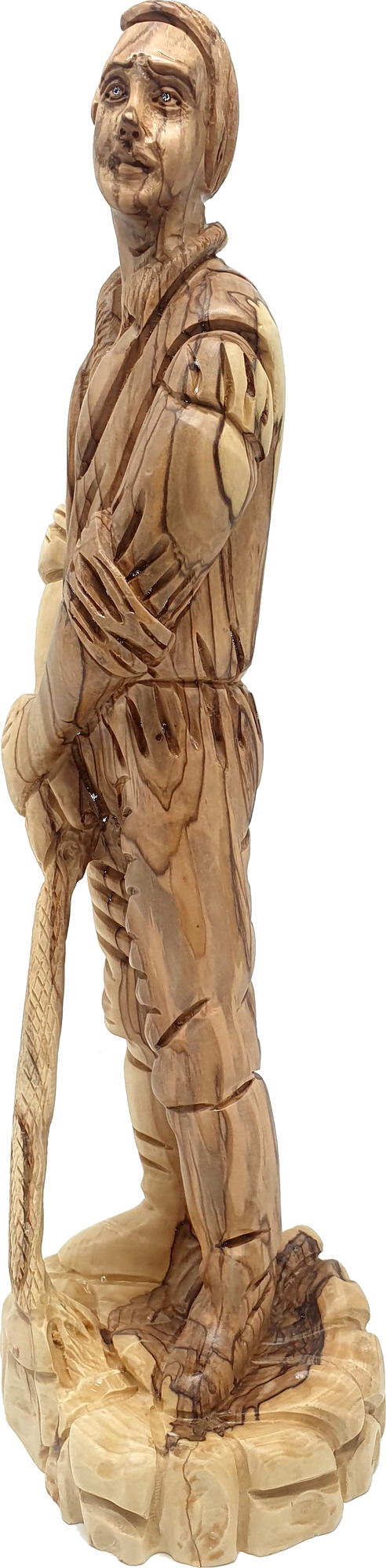Hand-Carved Olive Wood Joseph Smith Statue Religious Decor 12.5 Inch