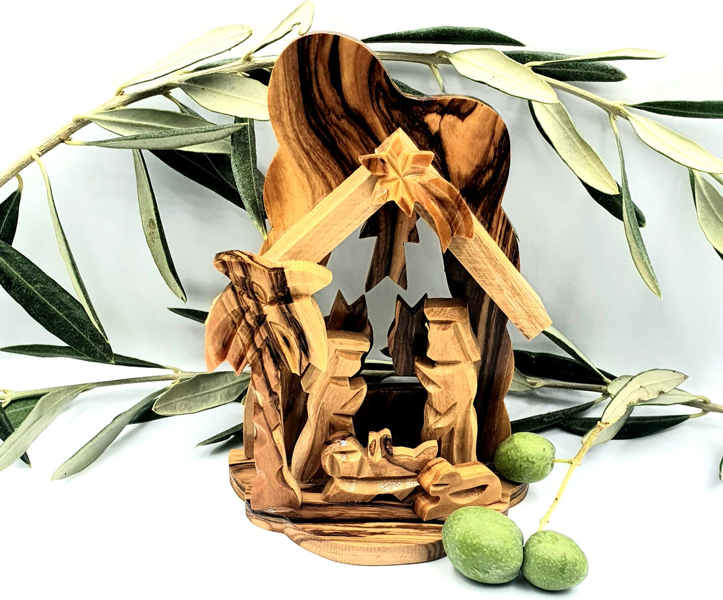 Hand-Carved Olive Wood Nativity Set from Bethlehem - NAT010
