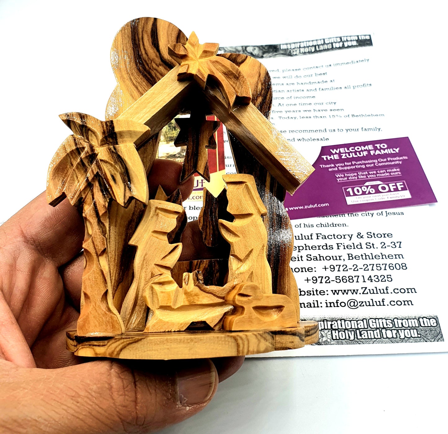 Hand-Carved Olive Wood Nativity Set from Bethlehem - NAT010