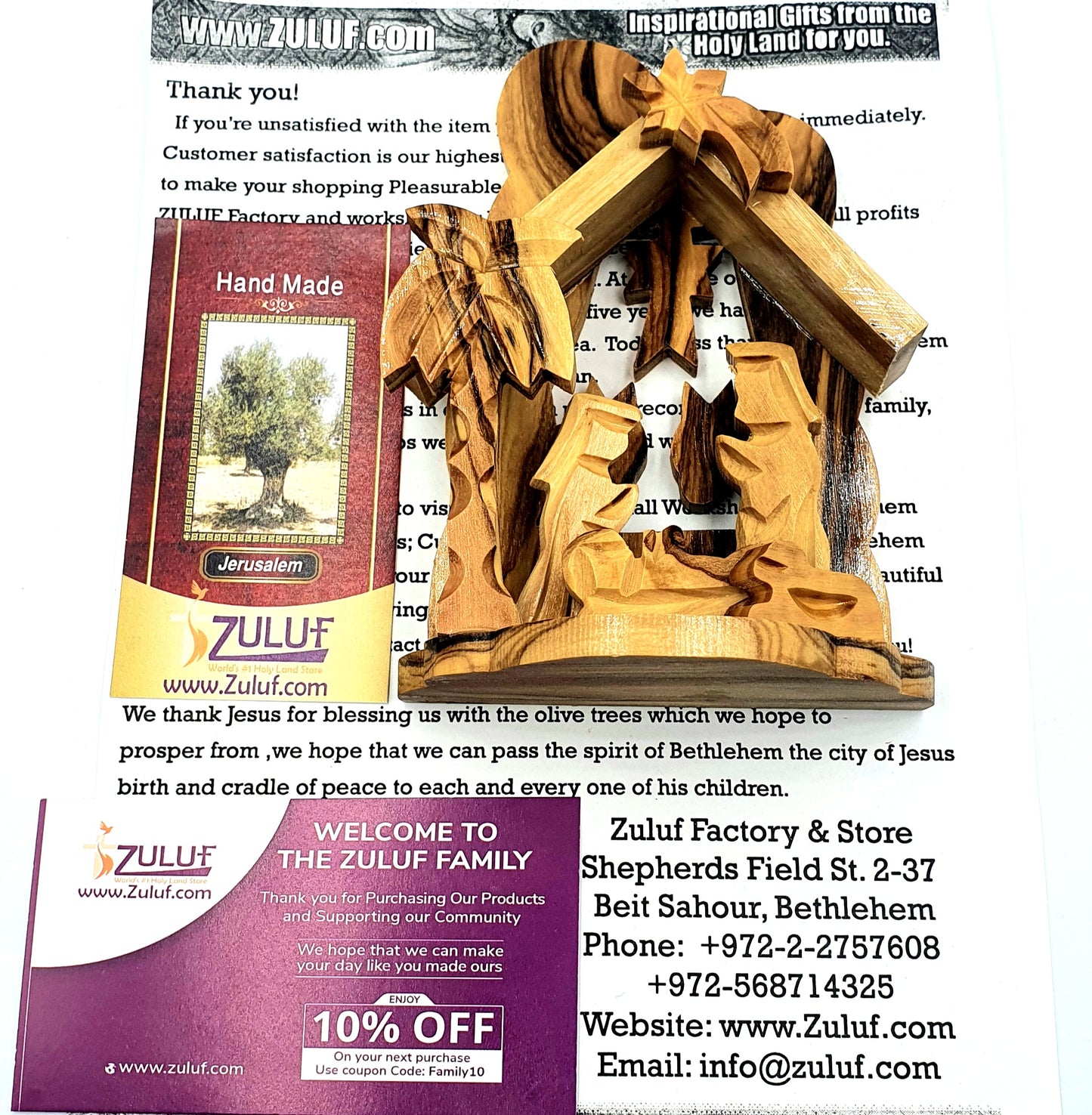 Hand-Carved Olive Wood Nativity Set from Bethlehem - NAT010
