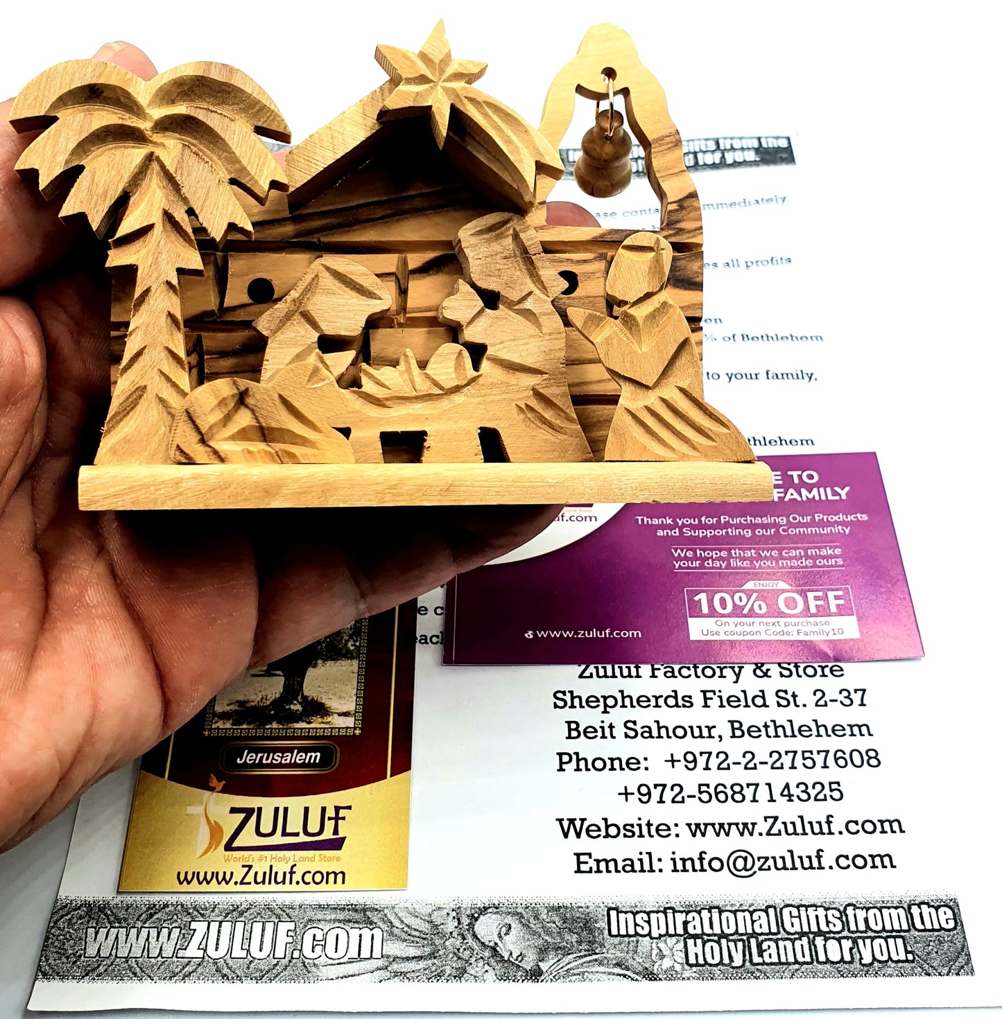 Hand-Carved Olive Wood Nativity Set from Bethlehem - NAT012