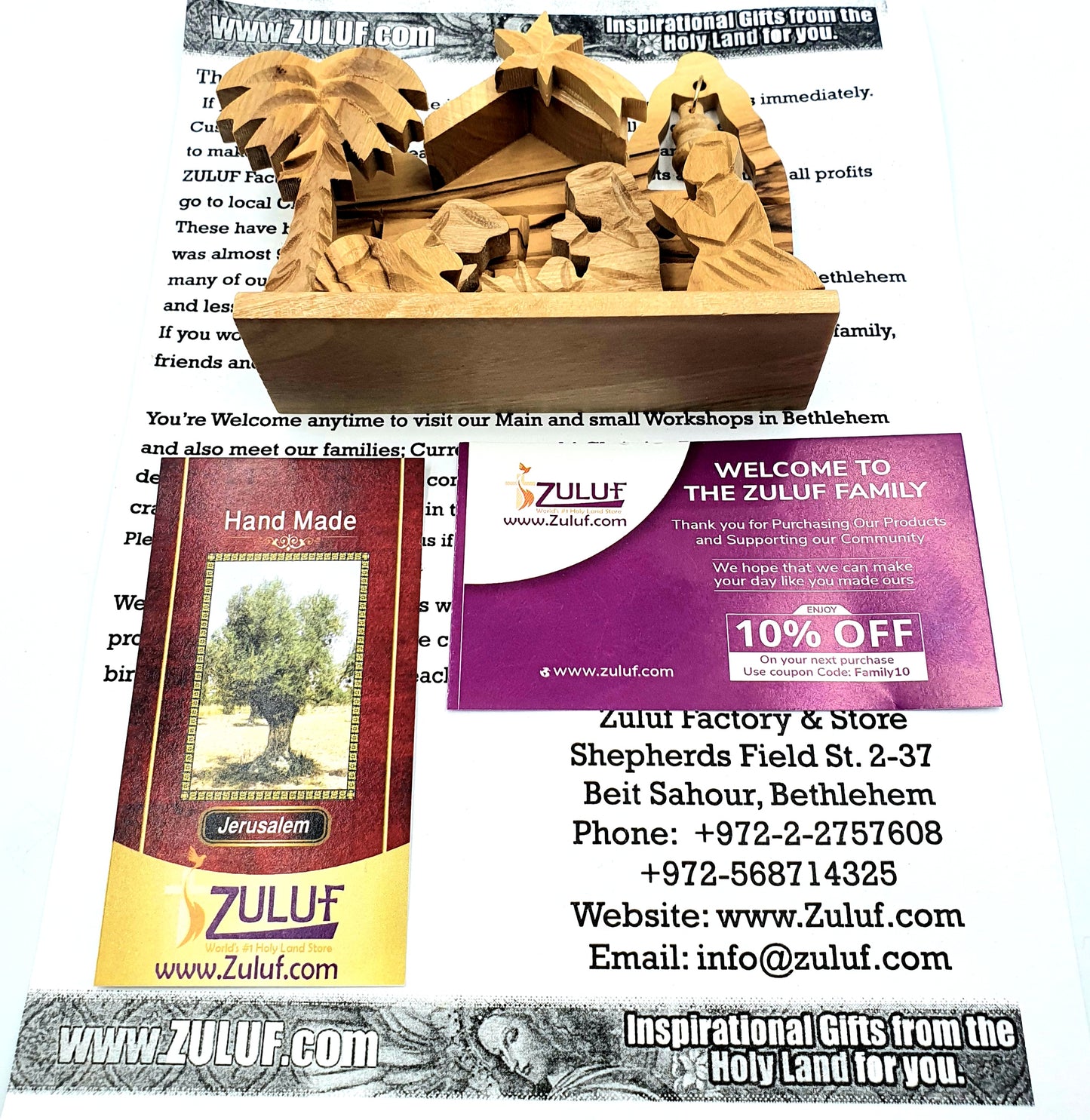 Hand-Carved Olive Wood Nativity Set from Bethlehem - NAT012