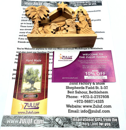 Hand-Carved Olive Wood Nativity Set from Bethlehem - NAT012