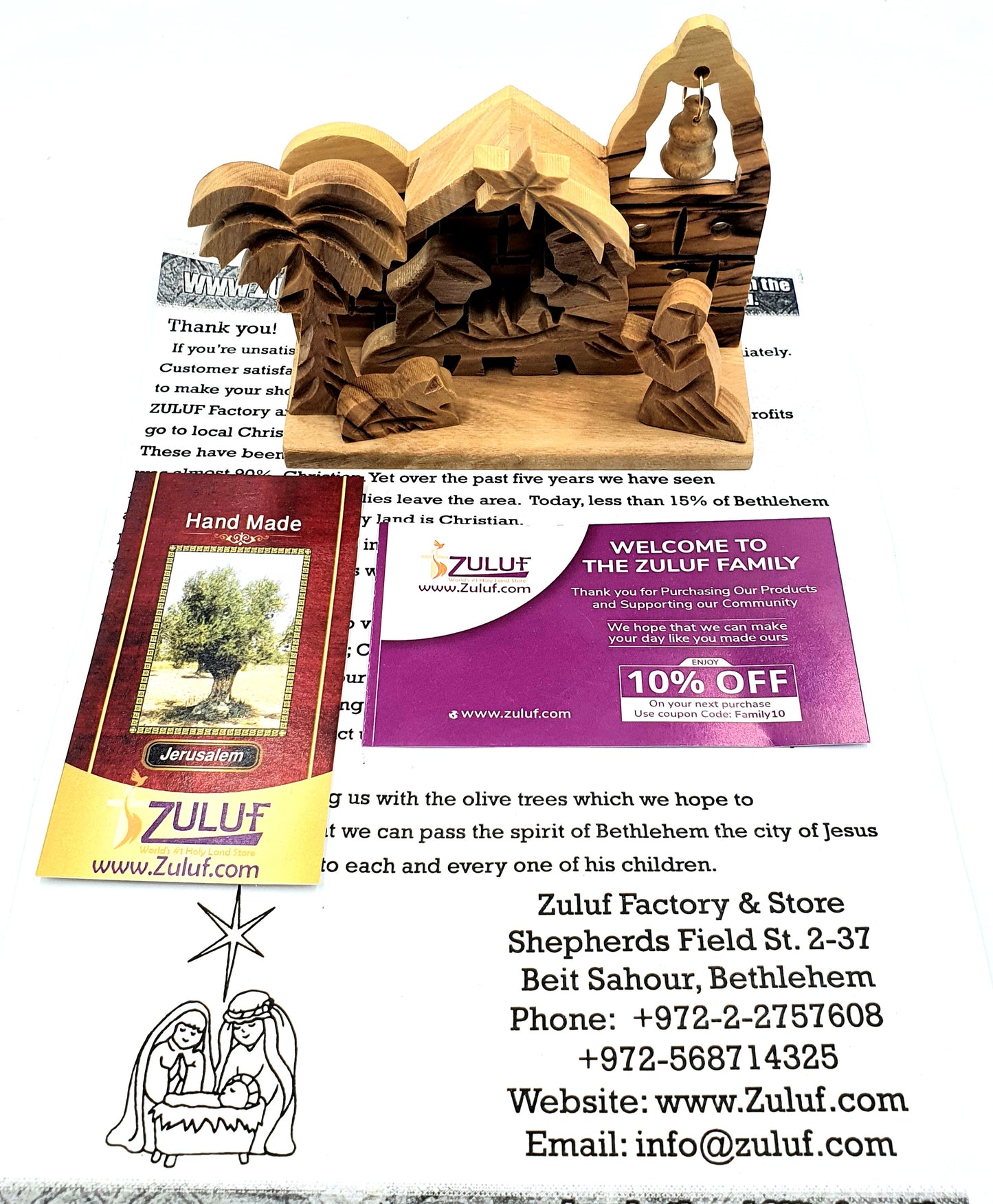 Hand-Carved Olive Wood Nativity Set from Bethlehem - NAT012