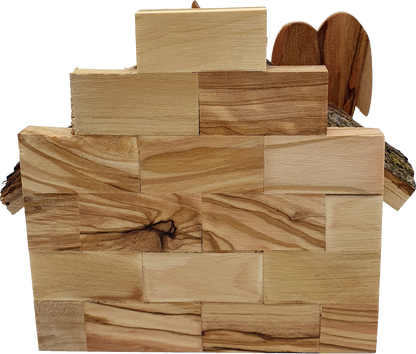 Hand-Carved Olive Wood Nativity Set with Stable from Bethlehem