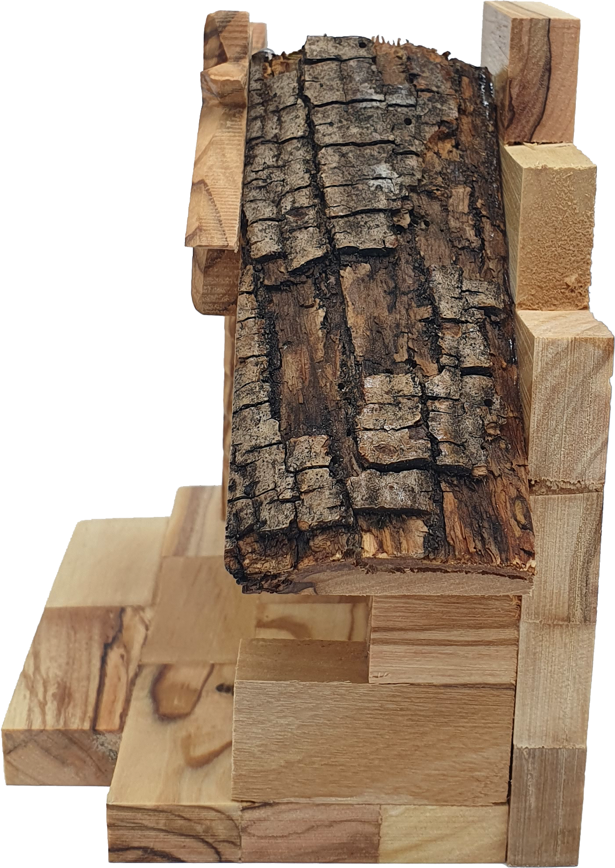 Hand-Carved Olive Wood Nativity Set with Stable from Bethlehem