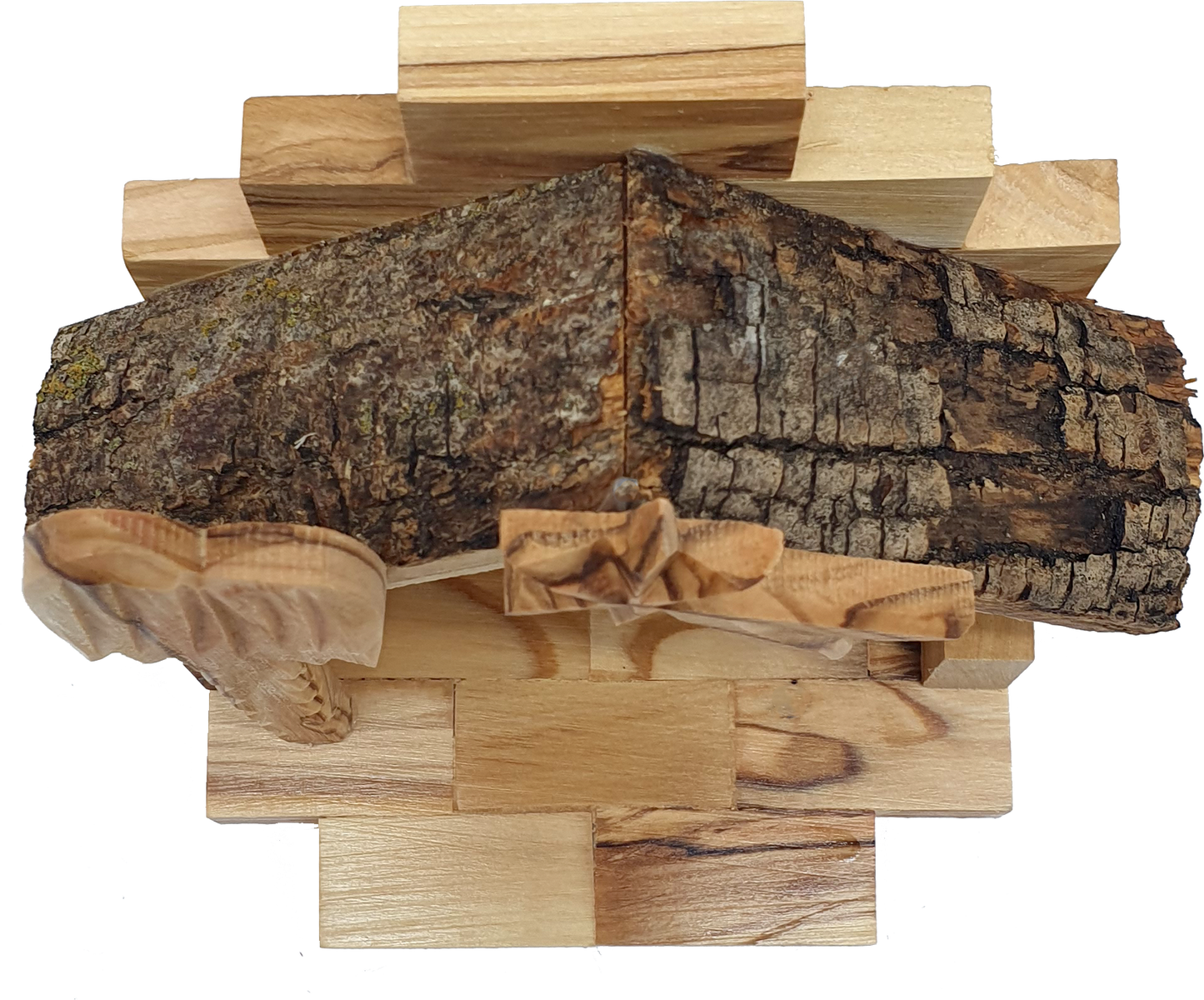 Hand-Carved Olive Wood Nativity Set with Stable from Bethlehem