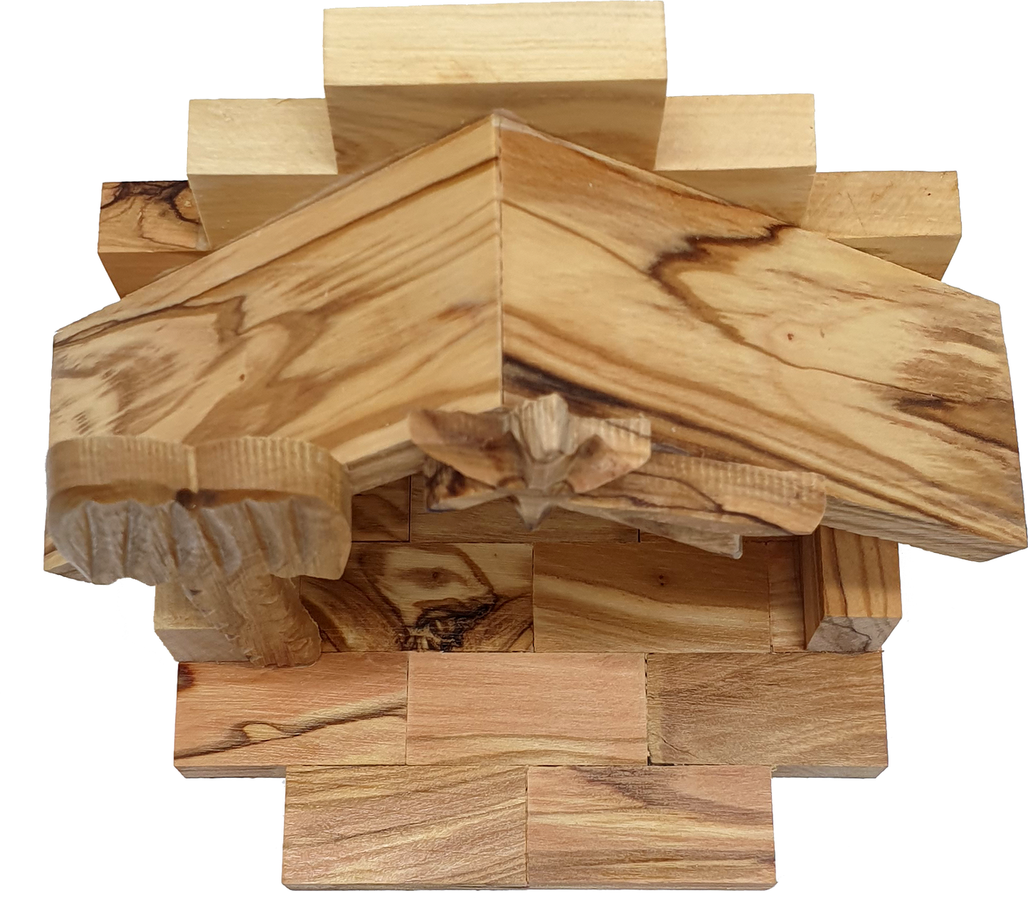 Hand-Carved Olive Wood Nativity Set with Stable from Bethlehem
