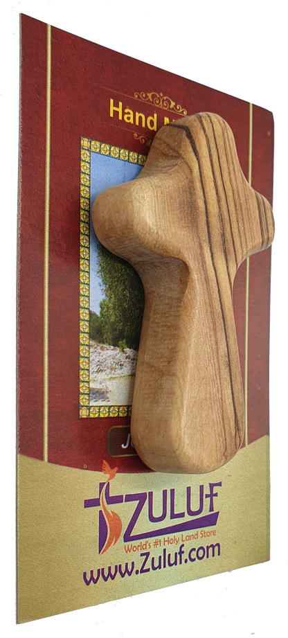 Olive Wood Hand Held Comfort Cross from Holy Land in Multiple Sizes