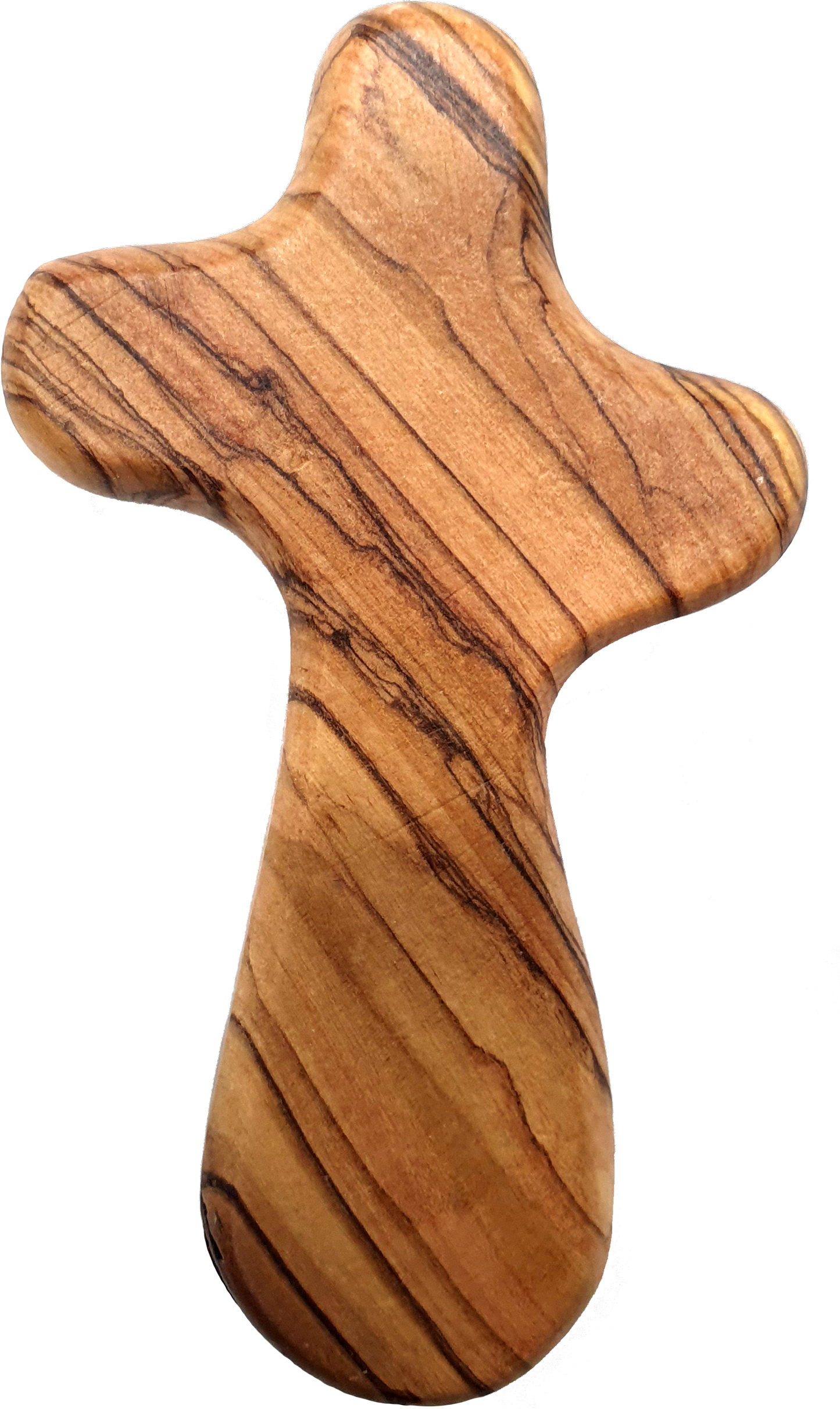 Olive Wood Hand Held Comfort Cross from Holy Land in Multiple Sizes