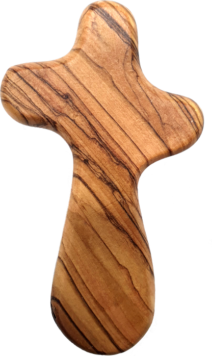 Olive Wood Hand Held Comfort Cross from Holy Land in Multiple Sizes