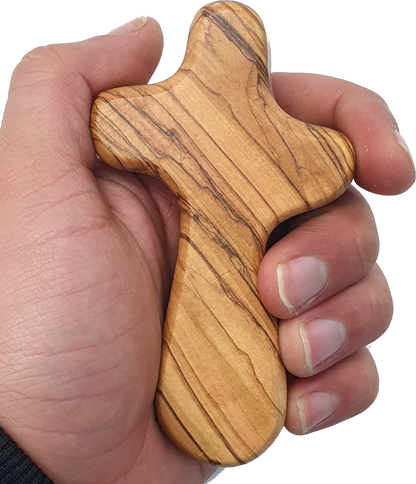 Olive Wood Hand Held Comfort Cross from Holy Land in Multiple Sizes