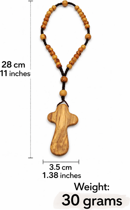Handmade Olive Wood Rosary with Cross | Crafted in Bethlehem, Holy Land