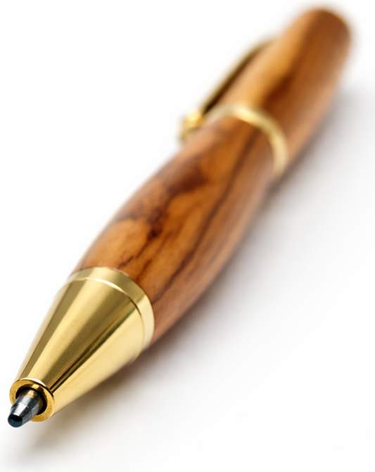 Handcrafted Olive Wood Pen with Gold Trim – Genuine Holy Land Wooden Ballpoint Pen, Elegant Gift Pen for Office, Home, and Daily Writing, Available in 1 or 2 Pack