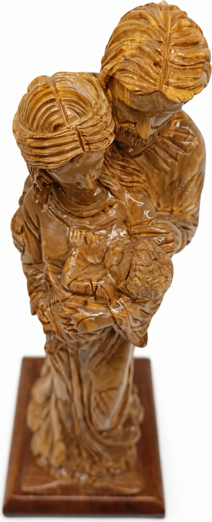 Hand Carved Olive Wood Holy Family Statue – Mary, Joseph & Baby Jesus | Handmade in Bethlehem