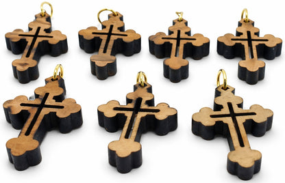 Handcrafted Wooden Cross Charm Pendant – 1.18" x 0.78" Laser-Cut Religious Jewelry - Additional View 3