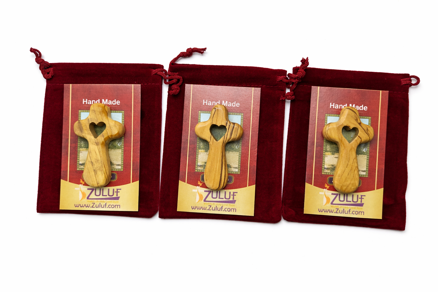 Handmade Olive Wood Cross with Heart Cutout from Bethlehem Holy Land, Small Christian - Additional View 12