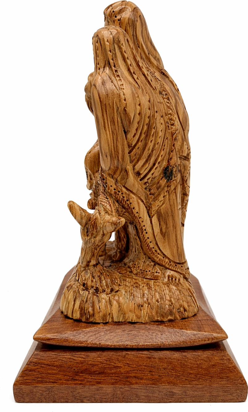 Hand Carved Olive Wood Holy Family Flight to Egypt Statue 9.4” | Handmade Bethlehem Holy Land Sculpture