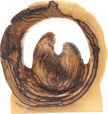 3 Olive Wood Bethlehem Grotto Back Natural Marbled Grain