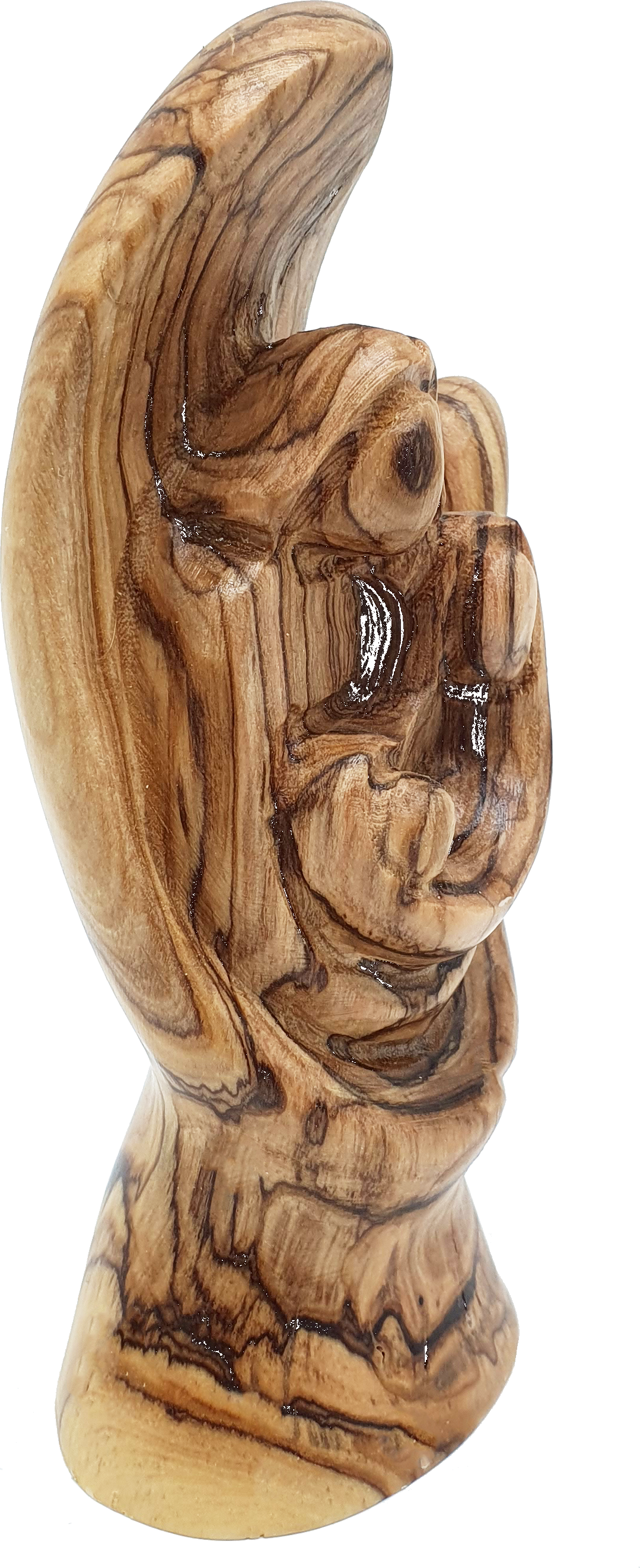 3 Olive Wood Hand Of God Mary Joseph Jesus Side Angle