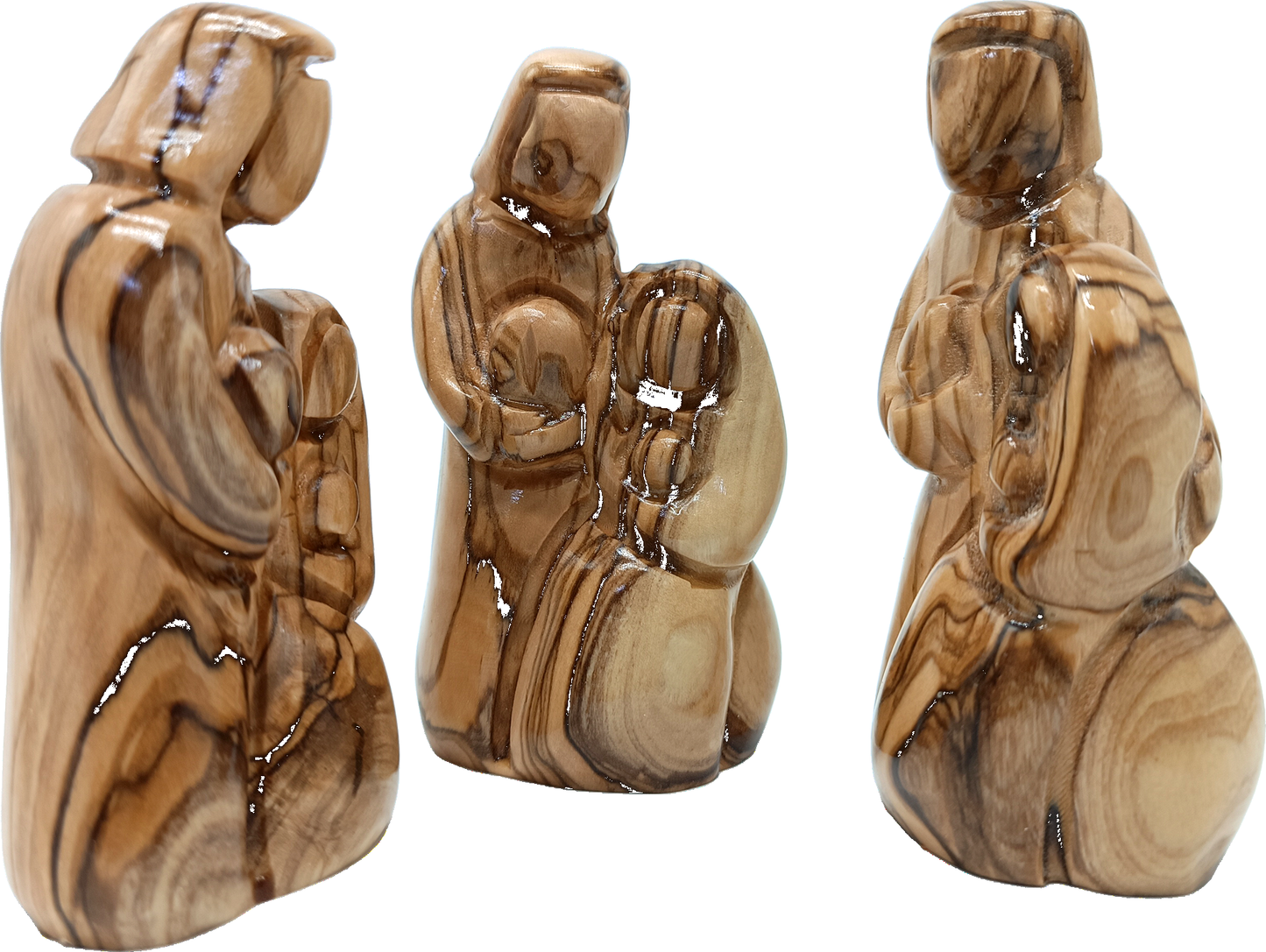 3 Olive Wood Holy Family Adoration Three Angle Handcarved