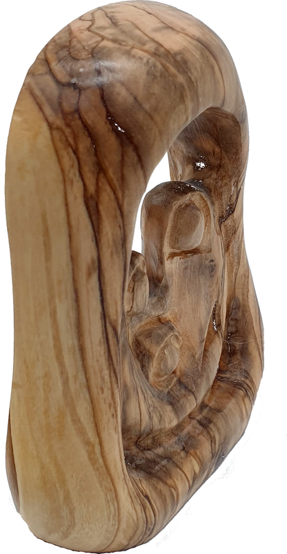 3 Olive Wood Holy Family Minimalist Side Angle Handcarved