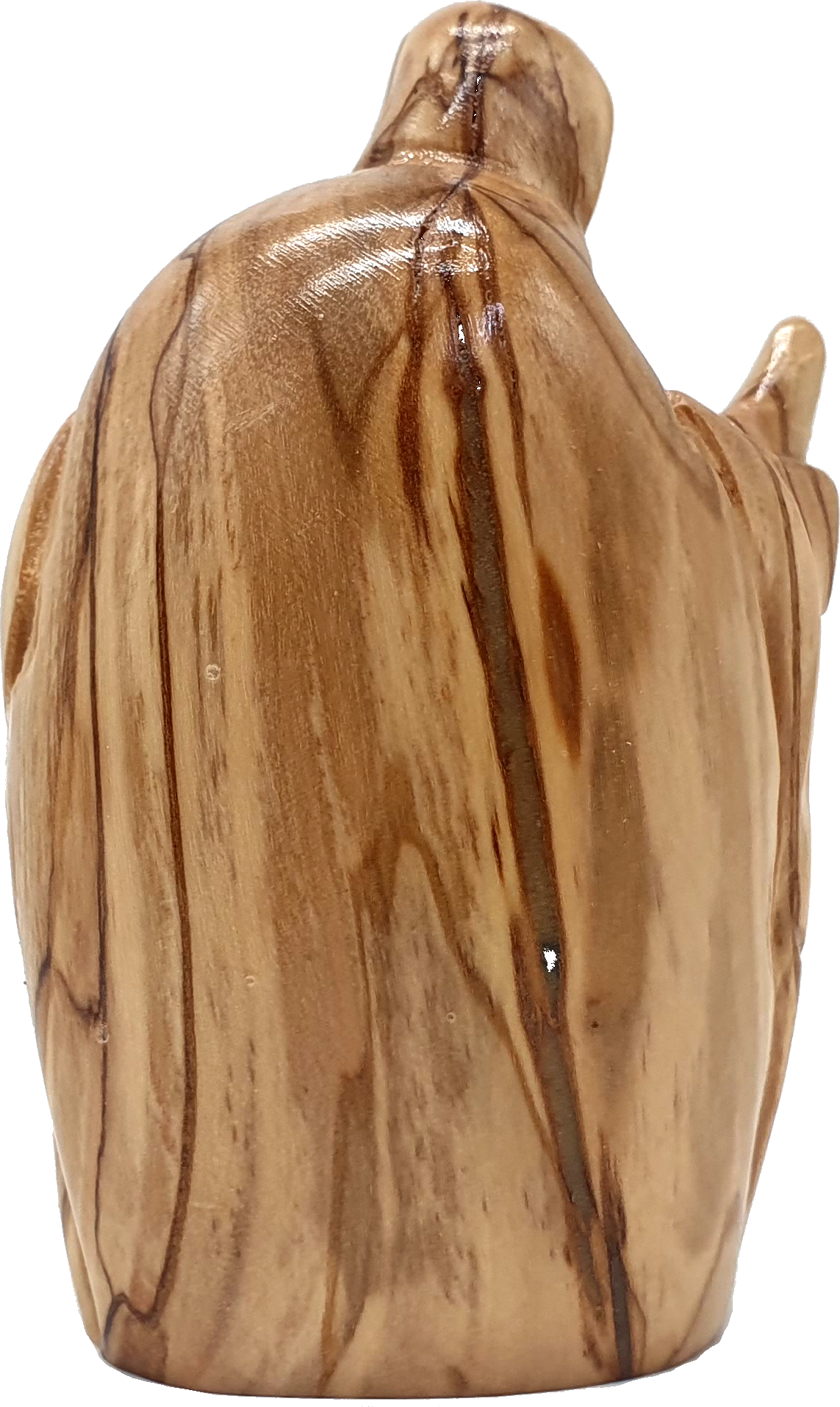 3 Olive Wood Holy Family Tableau Side Angle Handcarved Bethlehem